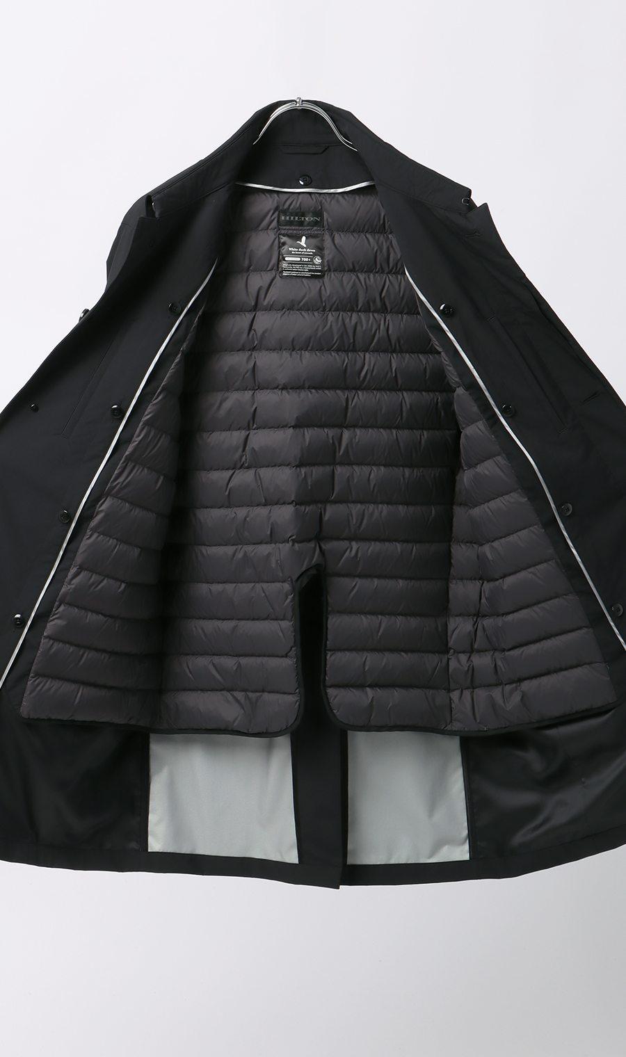 ダウンライナー付きステンカラーコート【軽量】 ブラック S