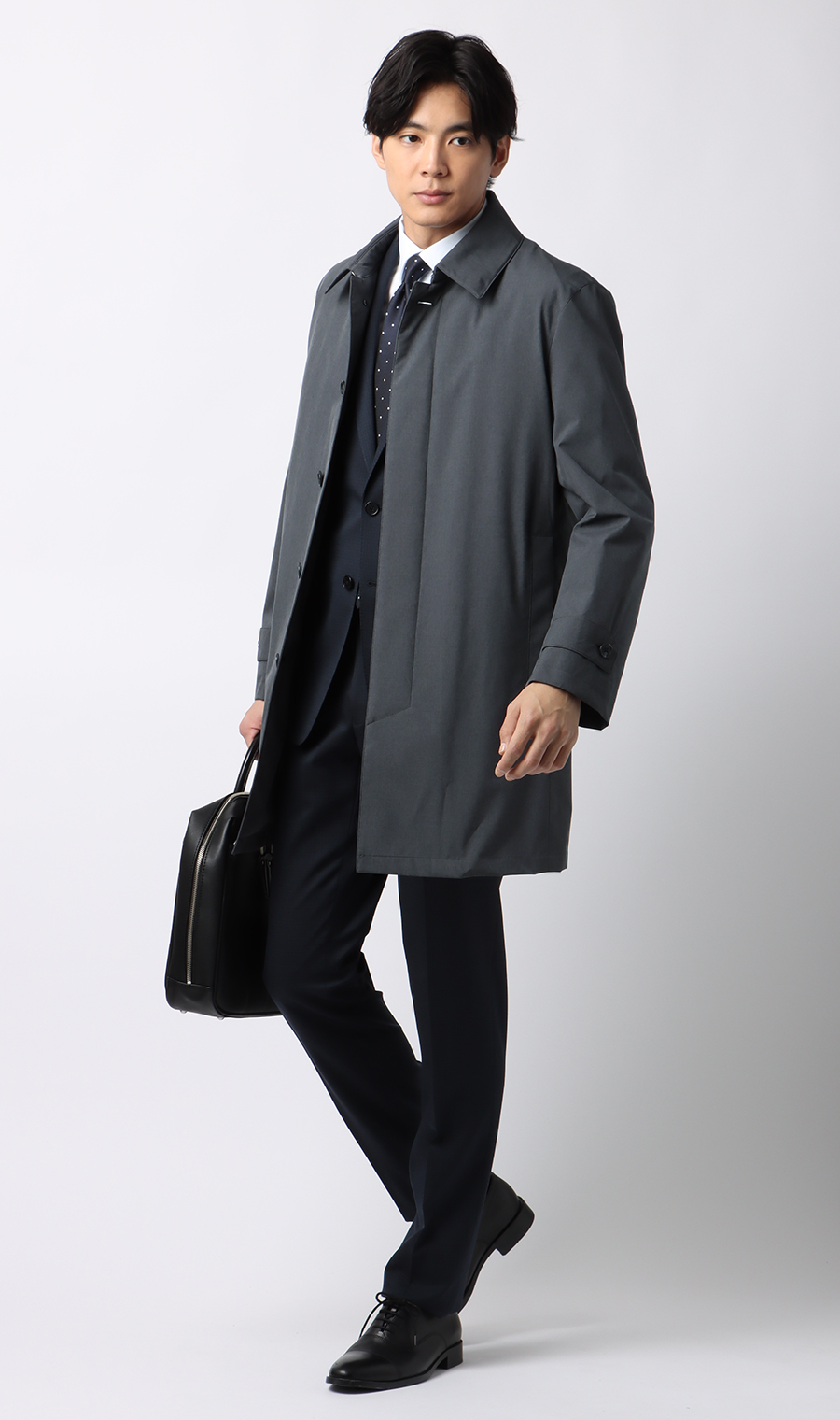 ダウンライナー付きステンカラーコート【軽量】 グレー S