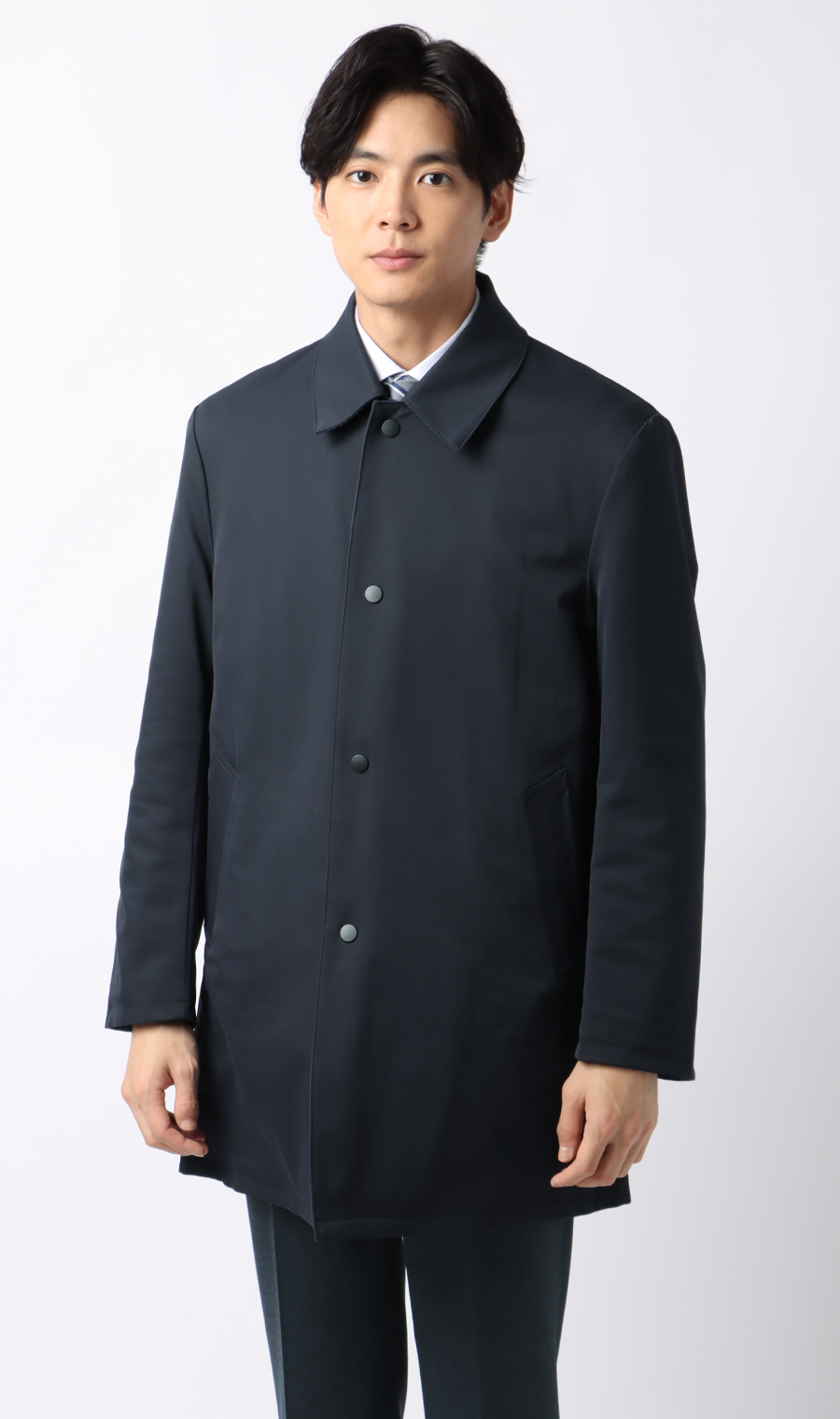 リバーシブルステンカラーコート ネイビー M