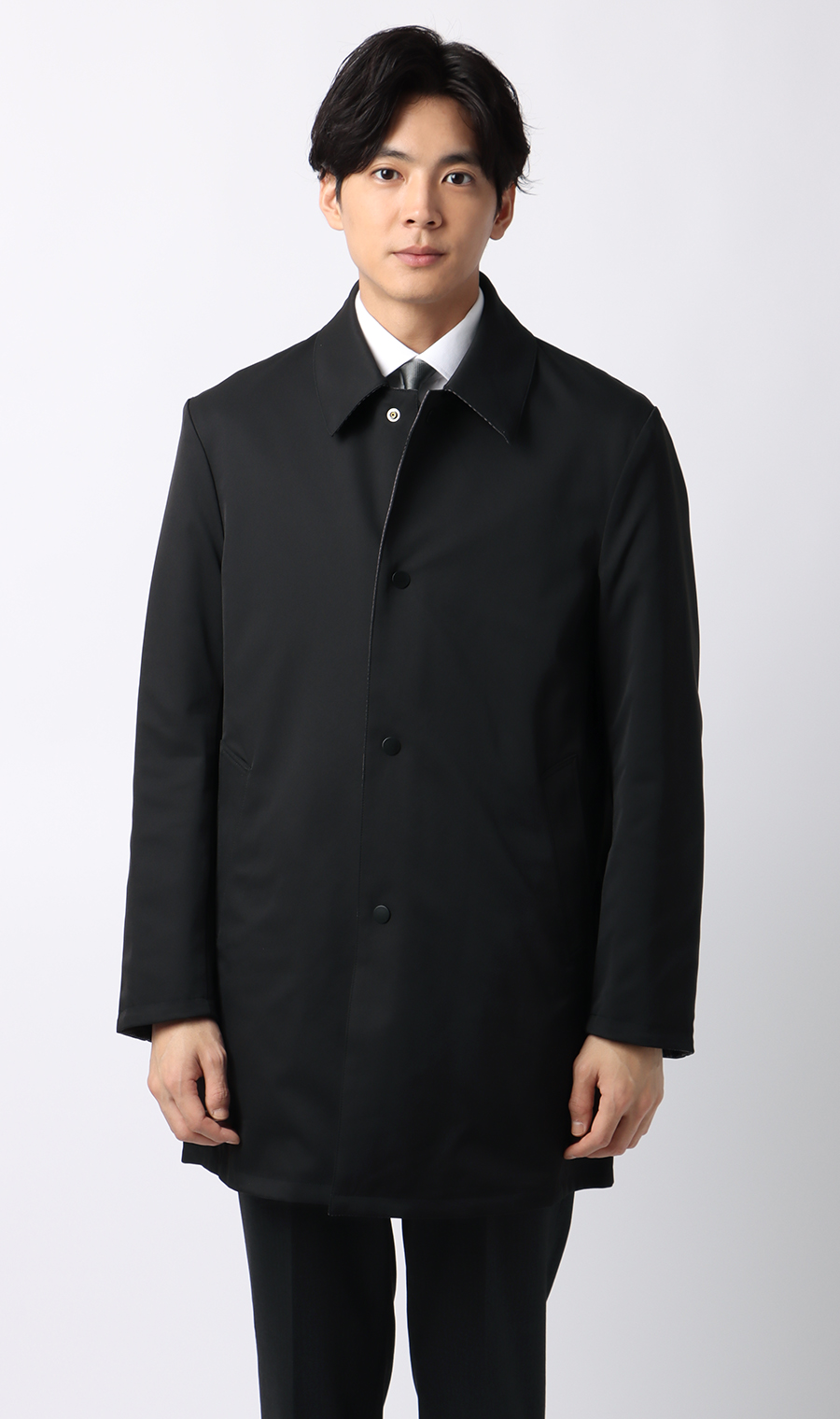 リバーシブルステンカラーコート ブラック L