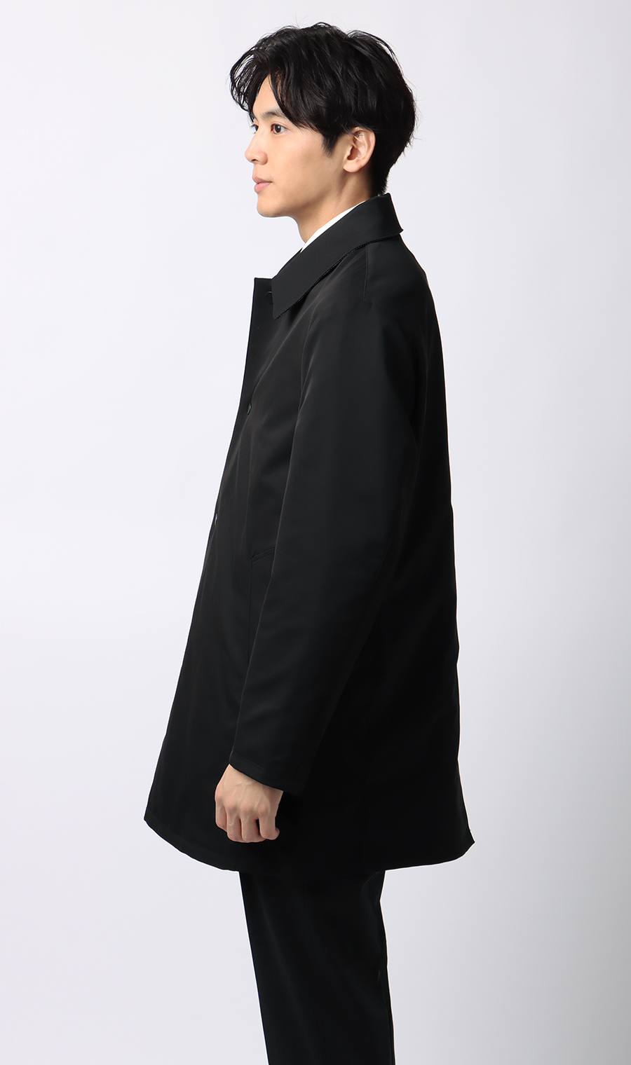 リバーシブルステンカラーコート ブラック L