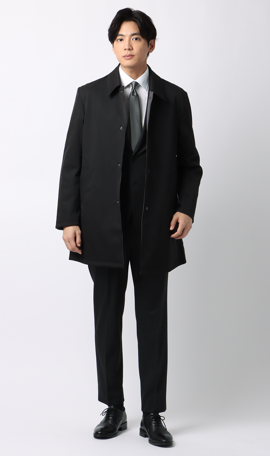 リバーシブルステンカラーコート ブラック L