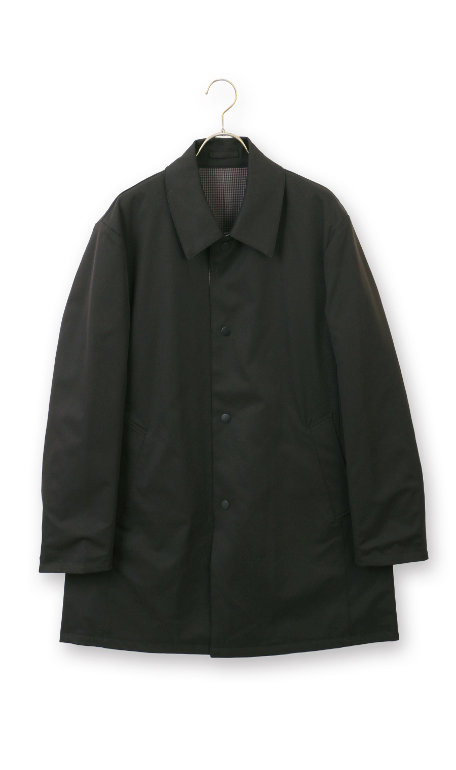 リバーシブルステンカラーコート ブラック L