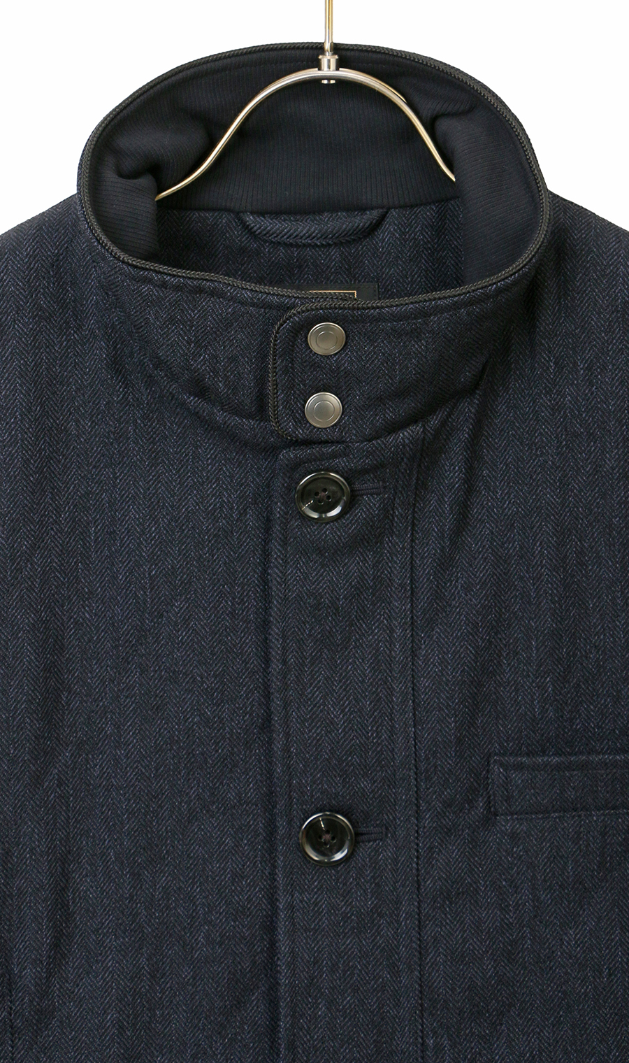 ショート丈スタンドカラーコート ネイビー M