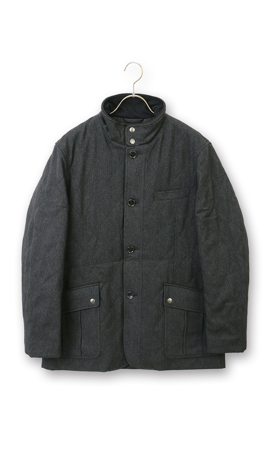 ショート丈スタンドカラーコート チャコール M