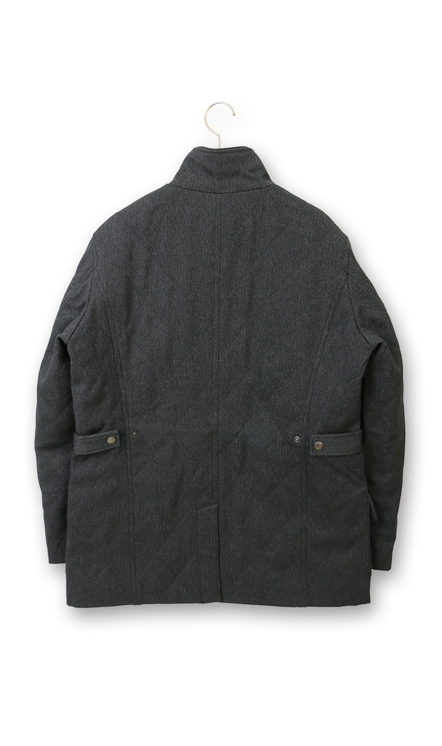 ショート丈スタンドカラーコート チャコール M