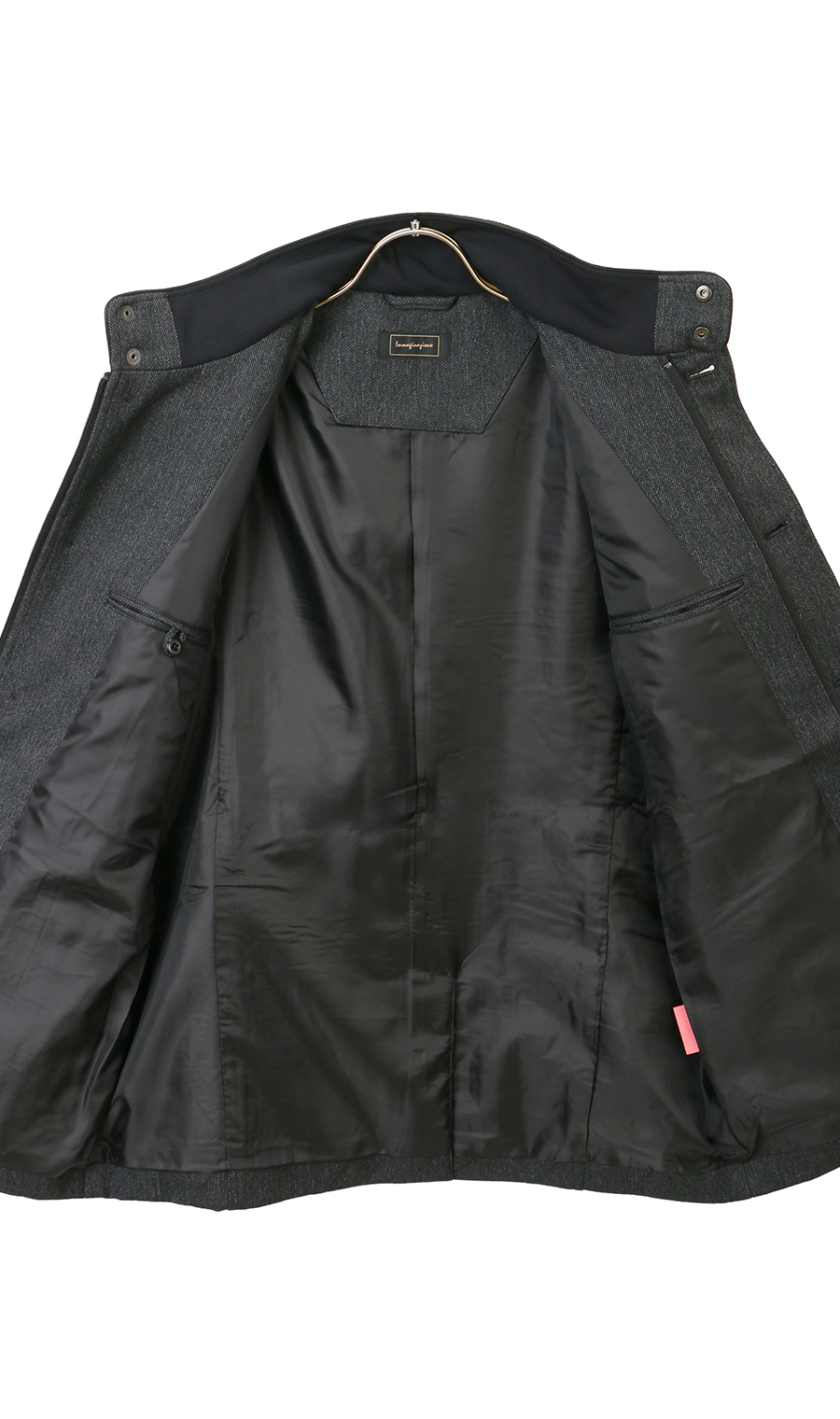 ショート丈スタンドカラーコート チャコール M