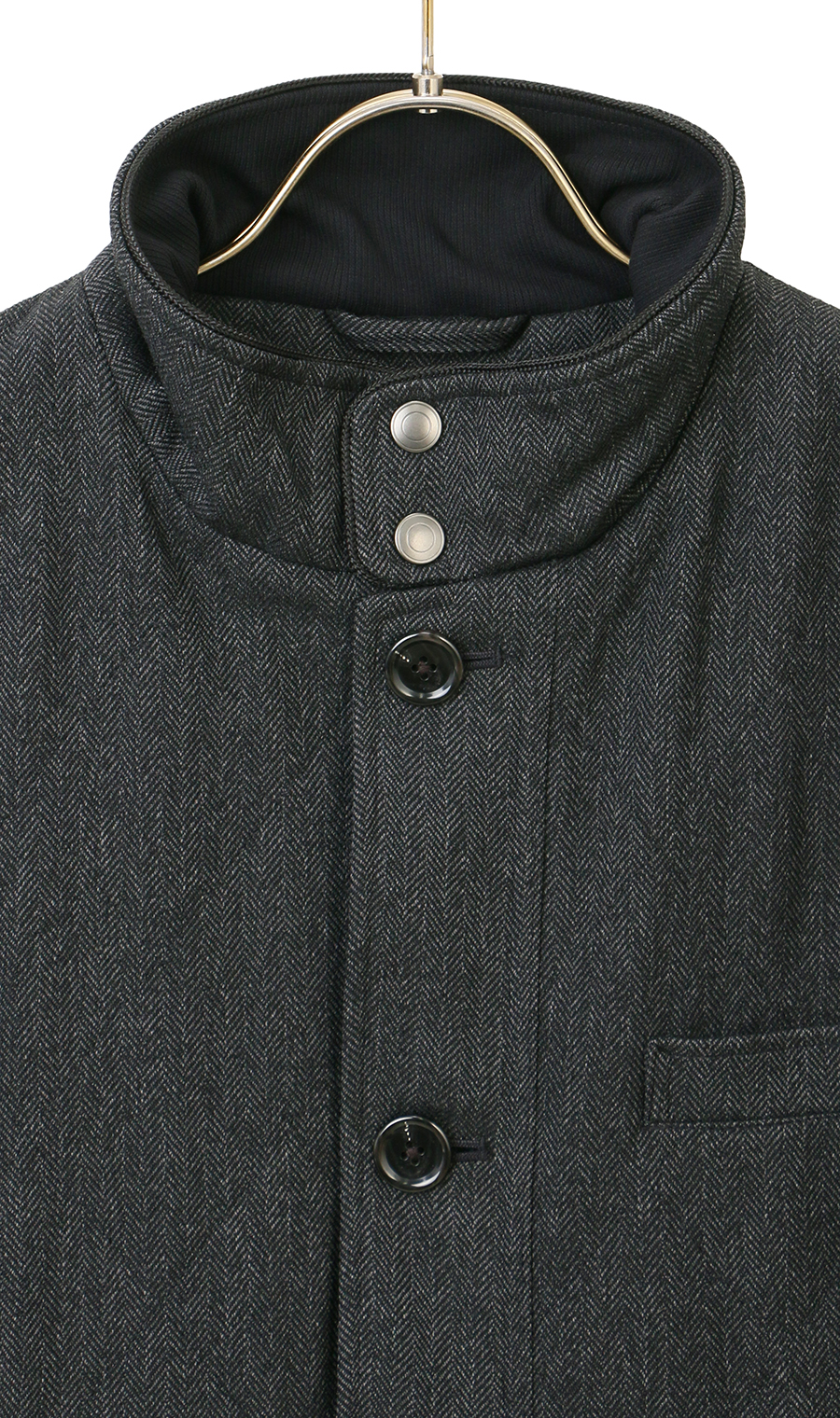 ショート丈スタンドカラーコート チャコール M