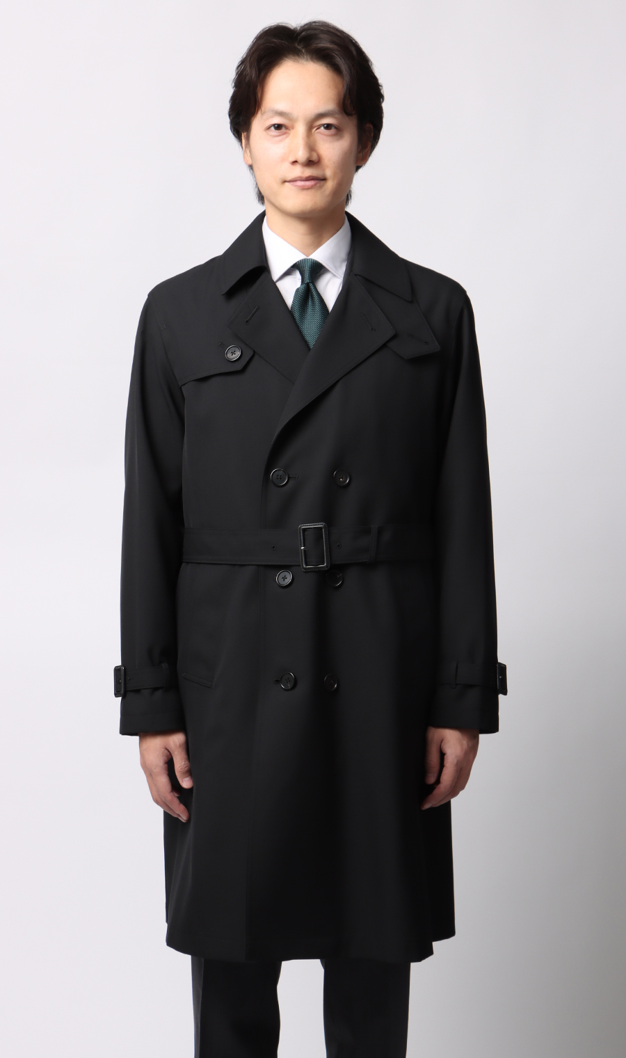 ダブルトレンチコート ブラック S