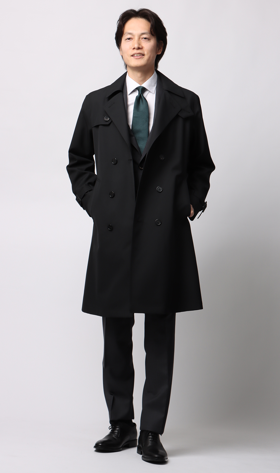 ダブルトレンチコート ブラック S