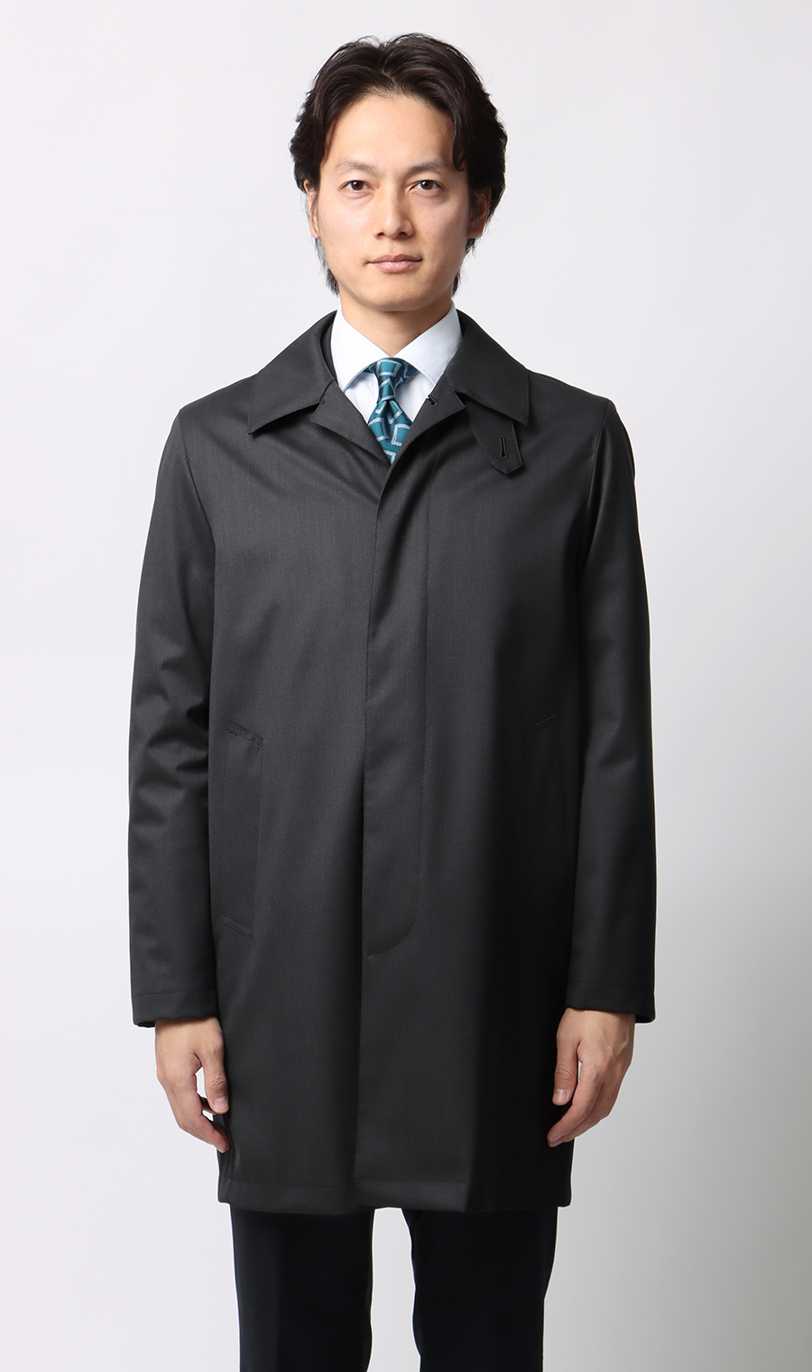 プレミアムステンカラーコート チャコール S