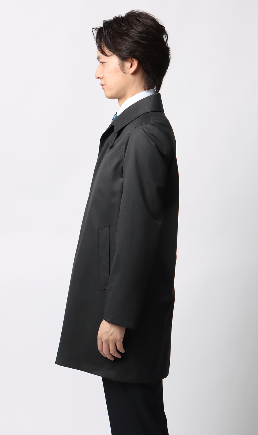 プレミアムステンカラーコート チャコール S