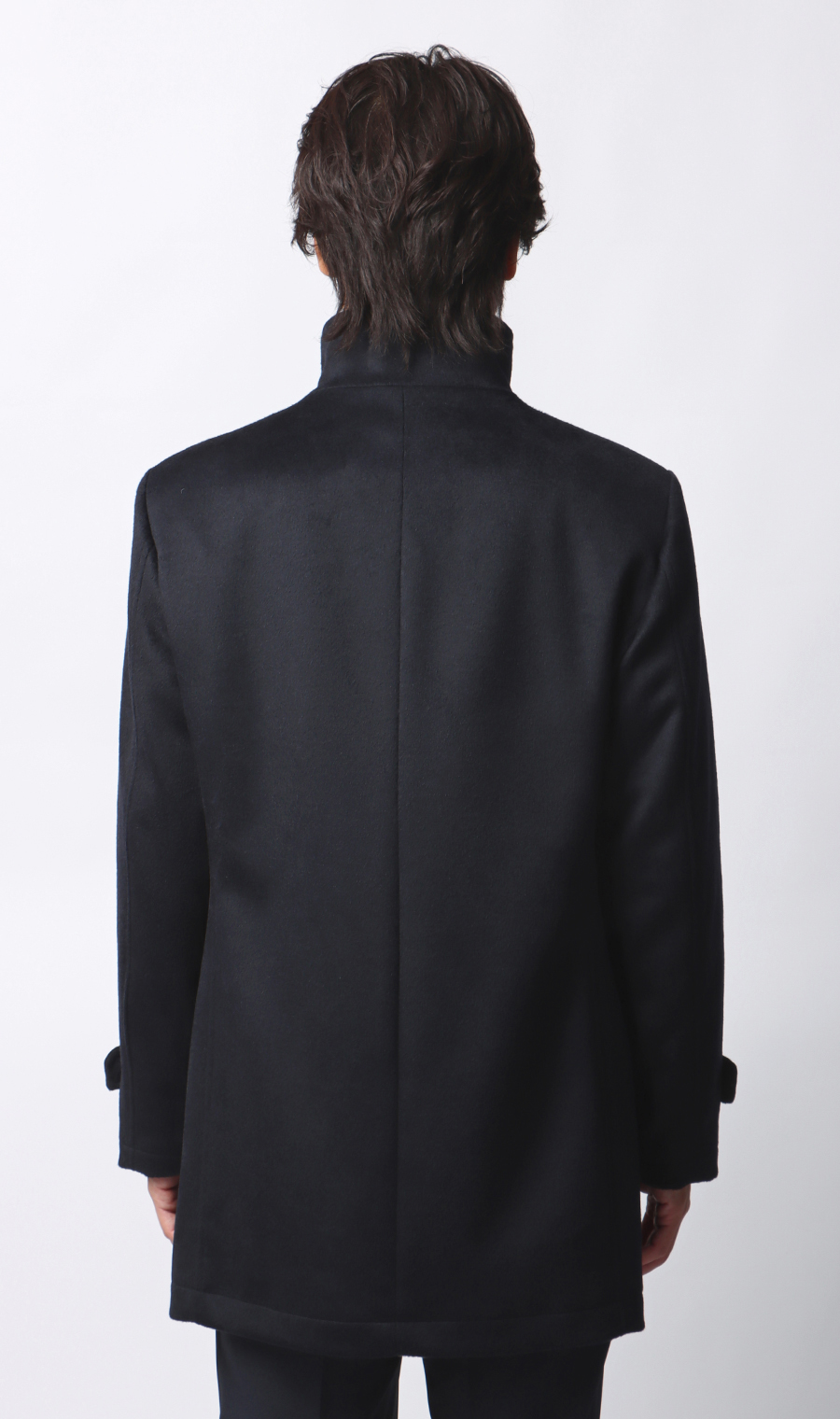 スタンドカラーコート ネイビー S