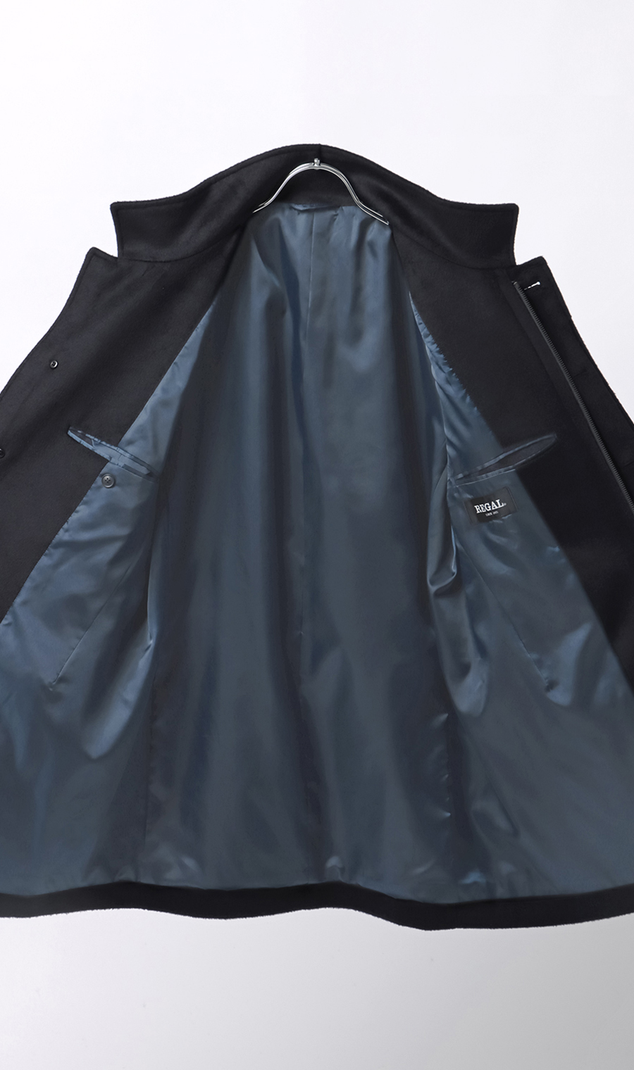 スタンドカラーコート ネイビー S