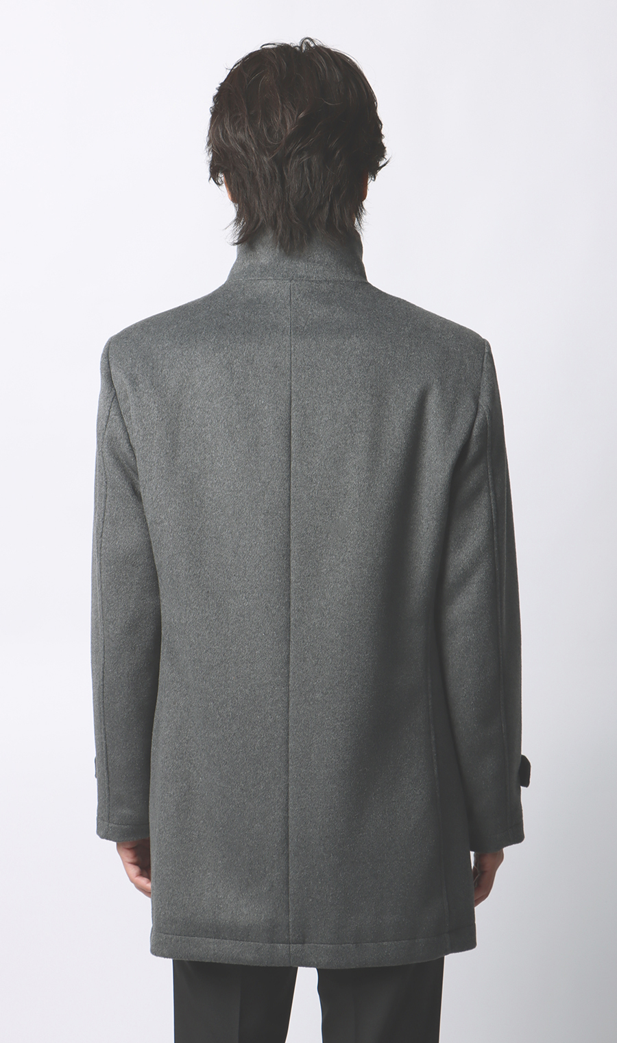 スタンドカラーコート グレー S