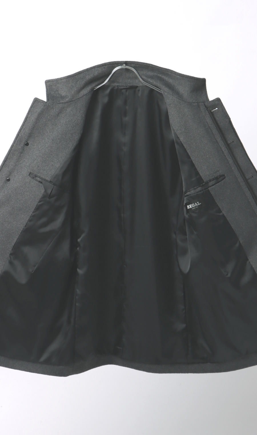 スタンドカラーコート グレー S