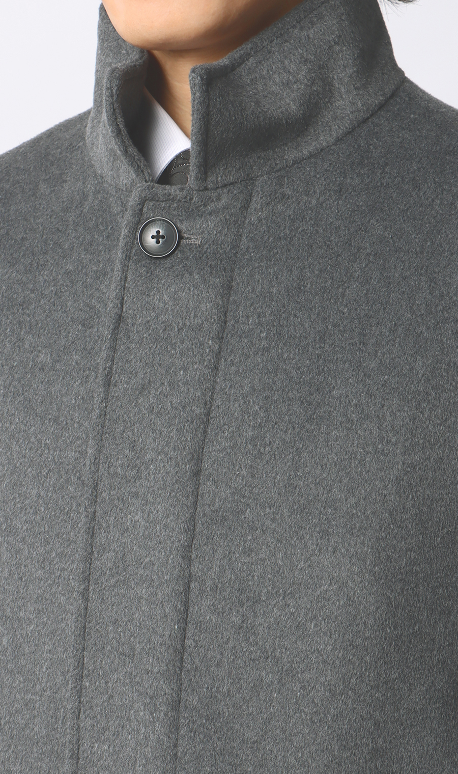 スタンドカラーコート グレー S