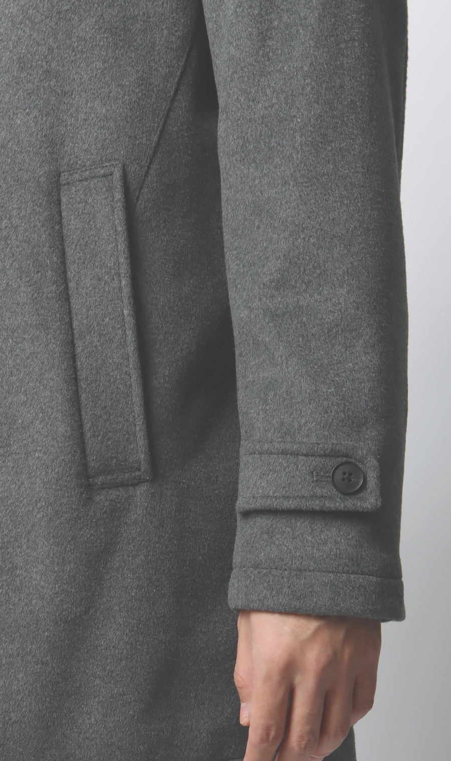 スタンドカラーコート グレー S