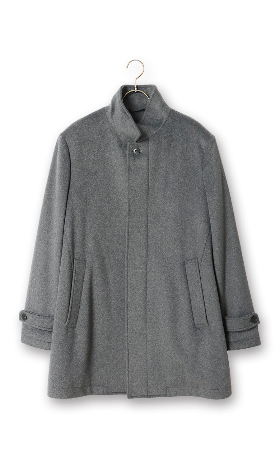 スタンドカラーコート グレー S