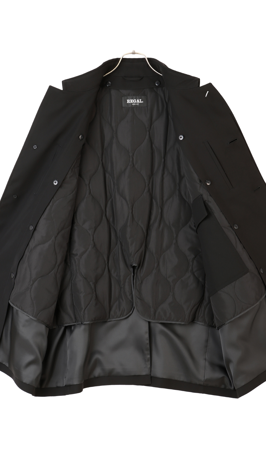 ステンカラースタンダードコート《TioTio Premium》《キング&トール》 ブラック 体型:K体(大きいサイズ),号数（身長）:4号(165cm)