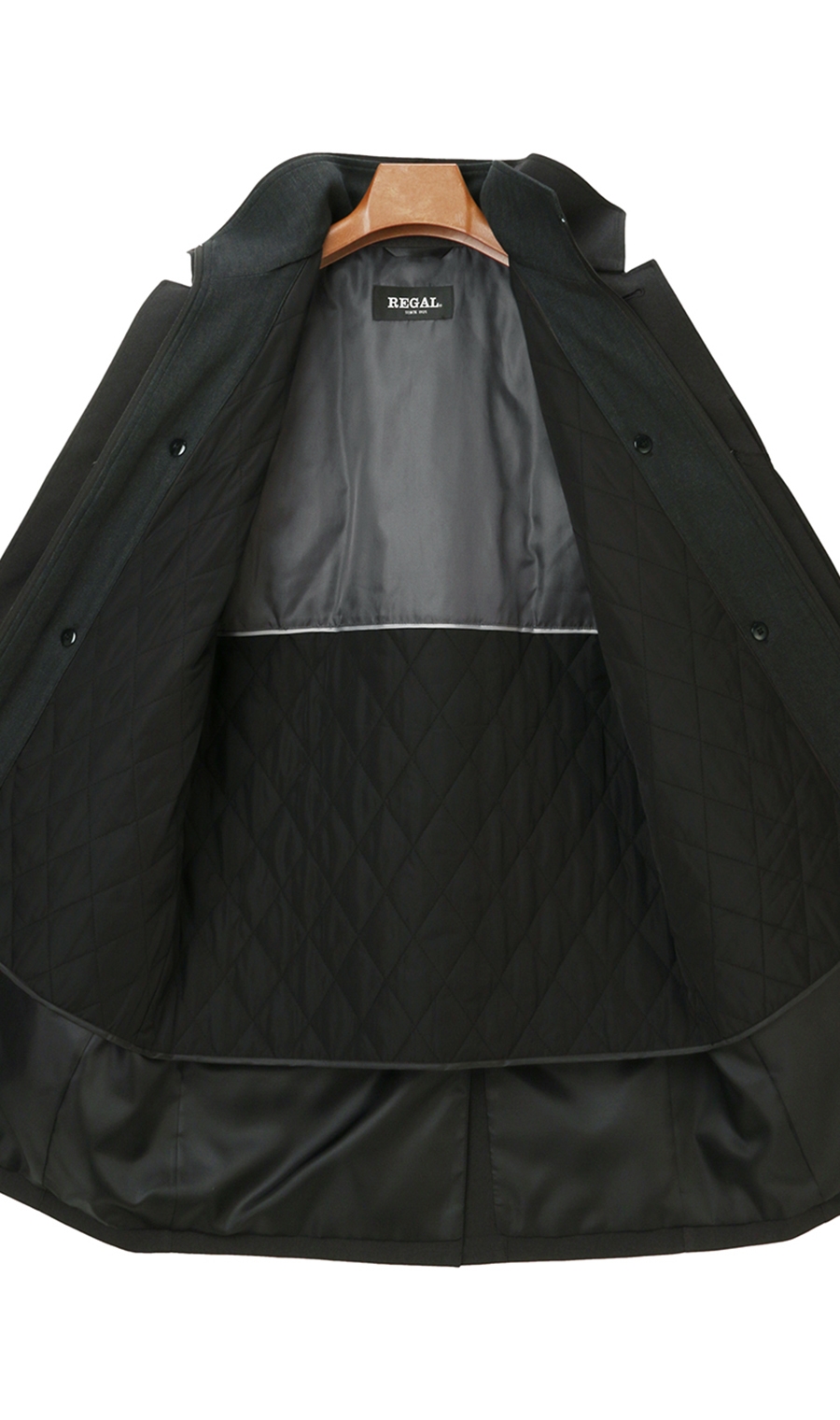 スタンドカラースタンダードコート《合繊》《キングサイズ》 ブラック 体型:E体(大きいサイズ),号数（身長）:6号(175cm)