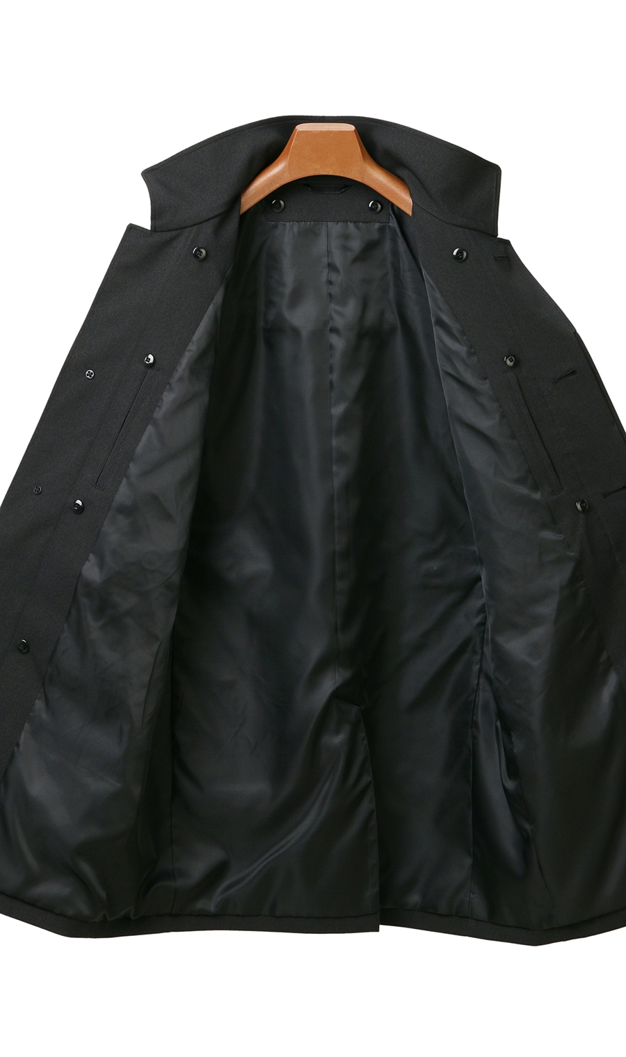 スタンドカラースタンダードコート《合繊》《キングサイズ》 ブラック 体型:E体(大きいサイズ),号数（身長）:6号(175cm)