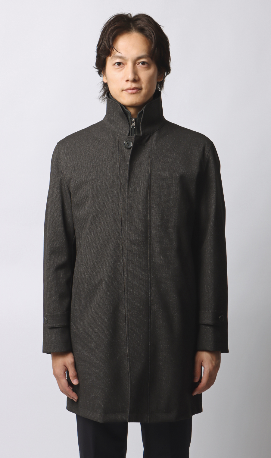 スタンドカラースタンダードコート チャコール S
