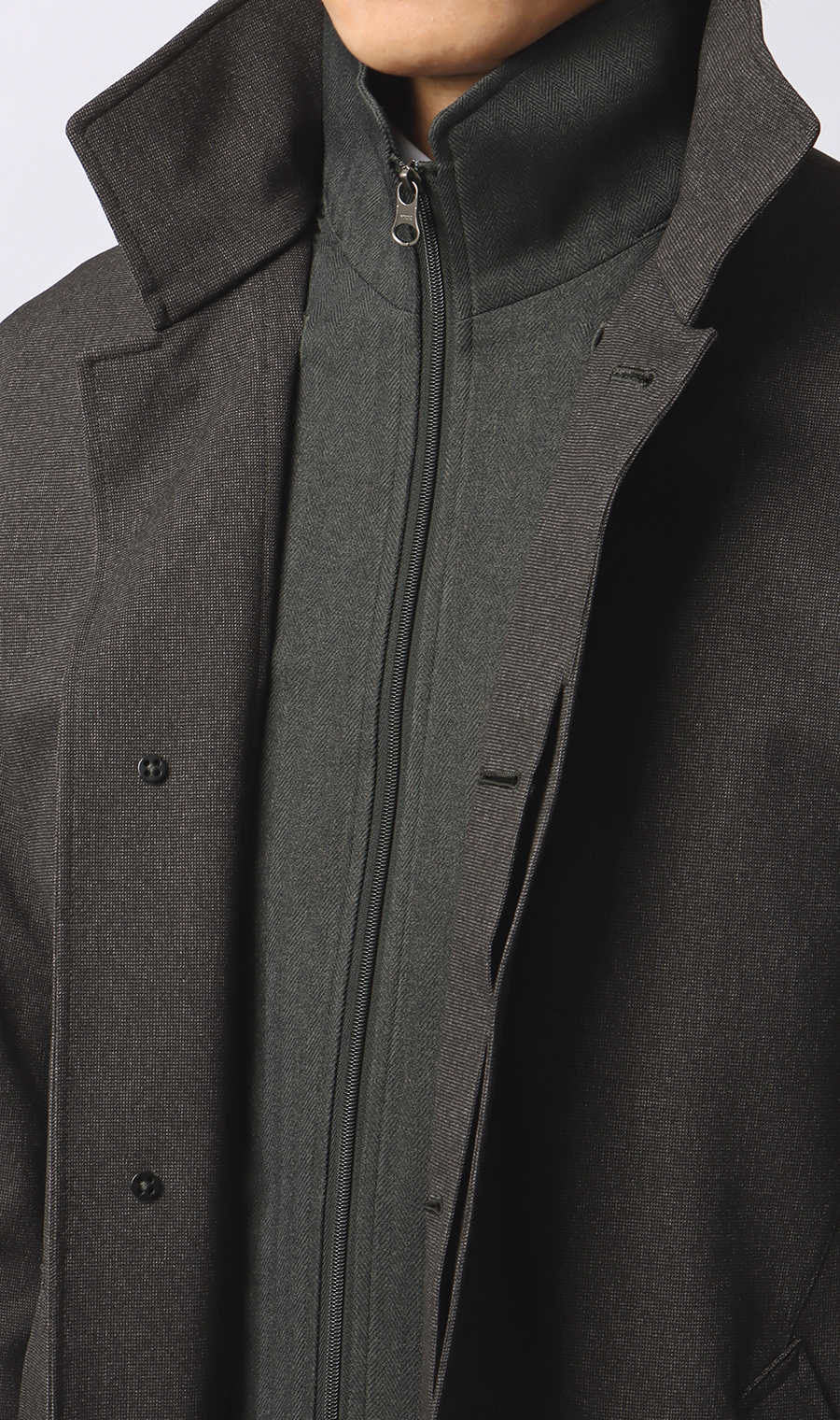 スタンドカラースタンダードコート チャコール S