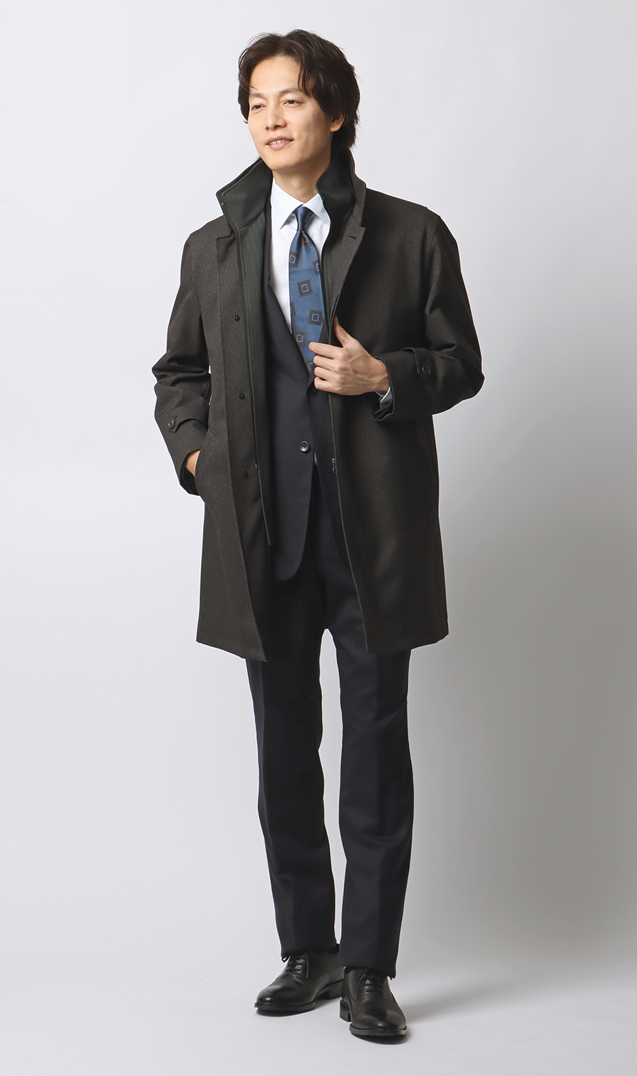 スタンドカラースタンダードコート チャコール S