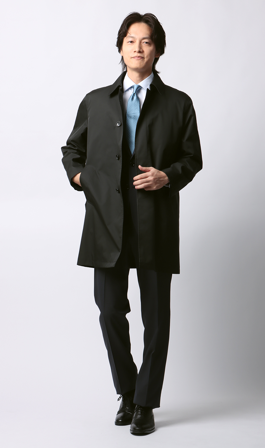 ステンカラースタンダードコート【ダントツ撥水】 ブラック S