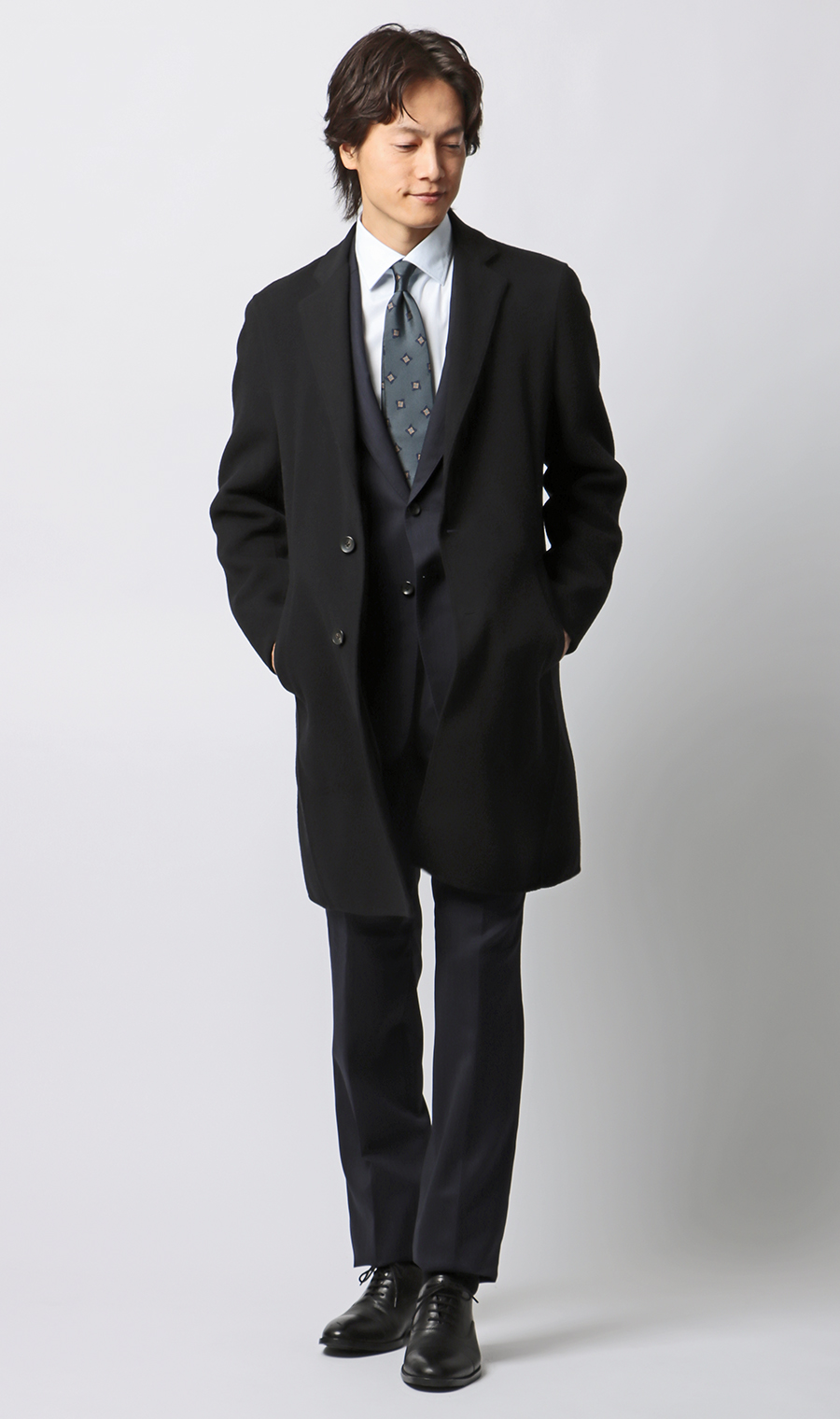 バルンケットコート【カシミヤ混】【ダブルフェイス】 ブラック S