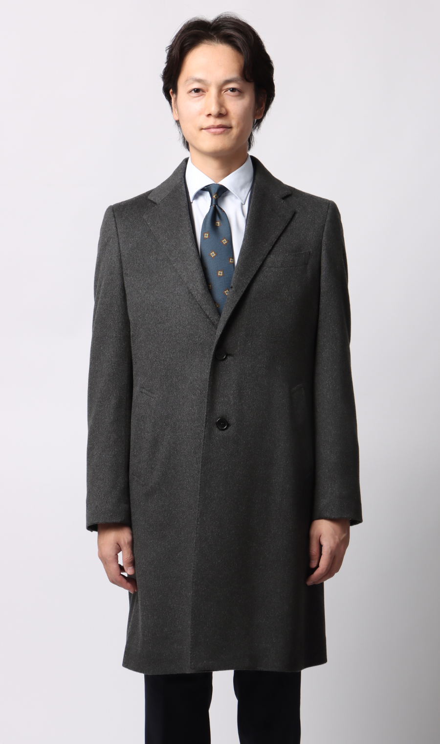 カシミヤチェスターコート【LUIGI COLOMBO】 チャコール S