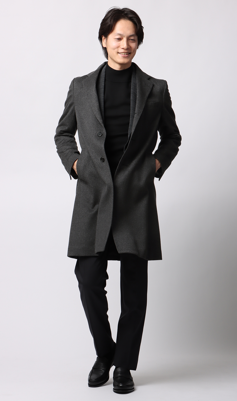 カシミヤチェスターコート【LUIGI COLOMBO】 チャコール S