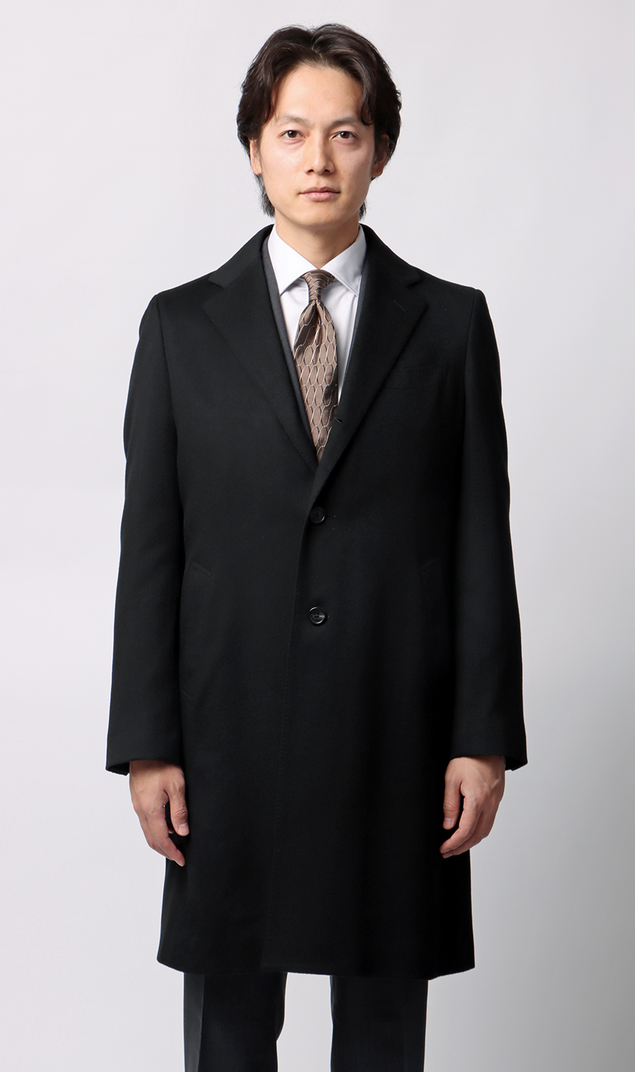 カシミヤチェスターコート【LUIGI COLOMBO】 ブラック S