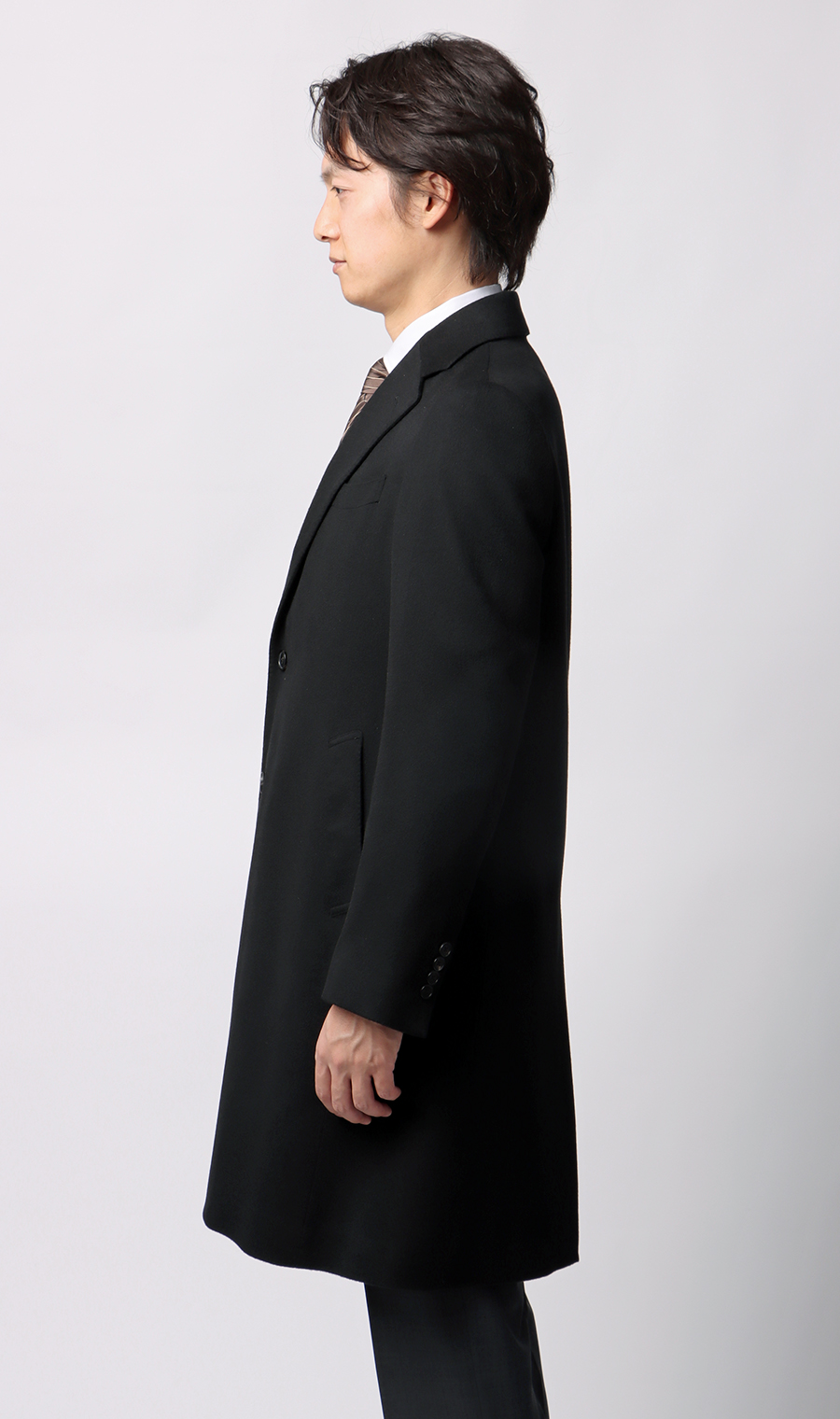 カシミヤチェスターコート【LUIGI COLOMBO】 ブラック S