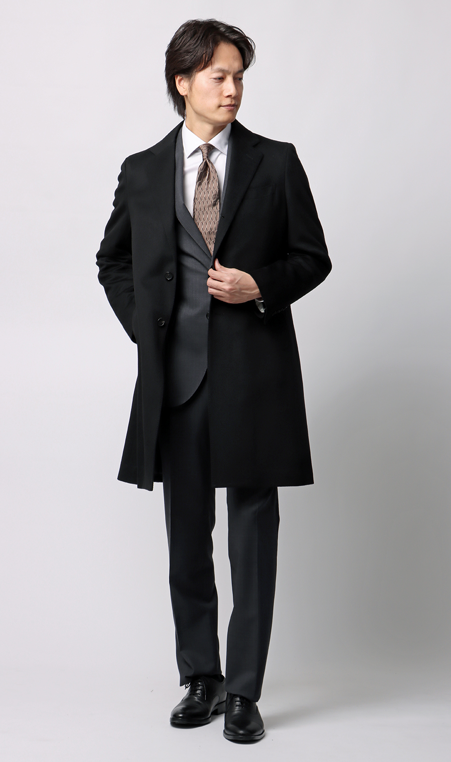 カシミヤチェスターコート【LUIGI COLOMBO】 ブラック S