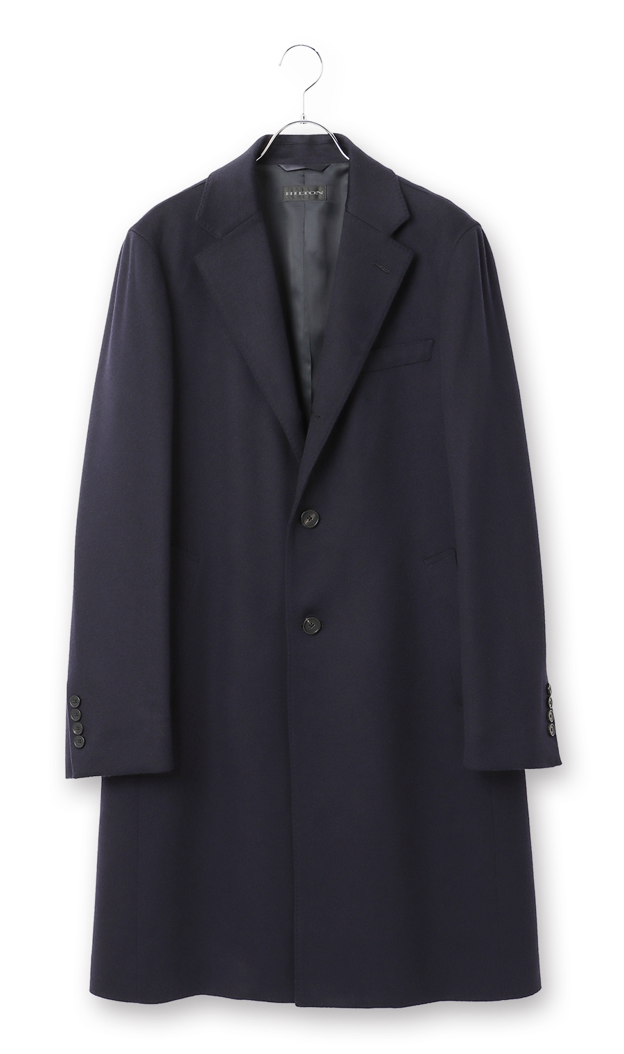 ロングシングルチェスターコート《カシミヤ》《LUIGI COLOMBO》 ネイビー S