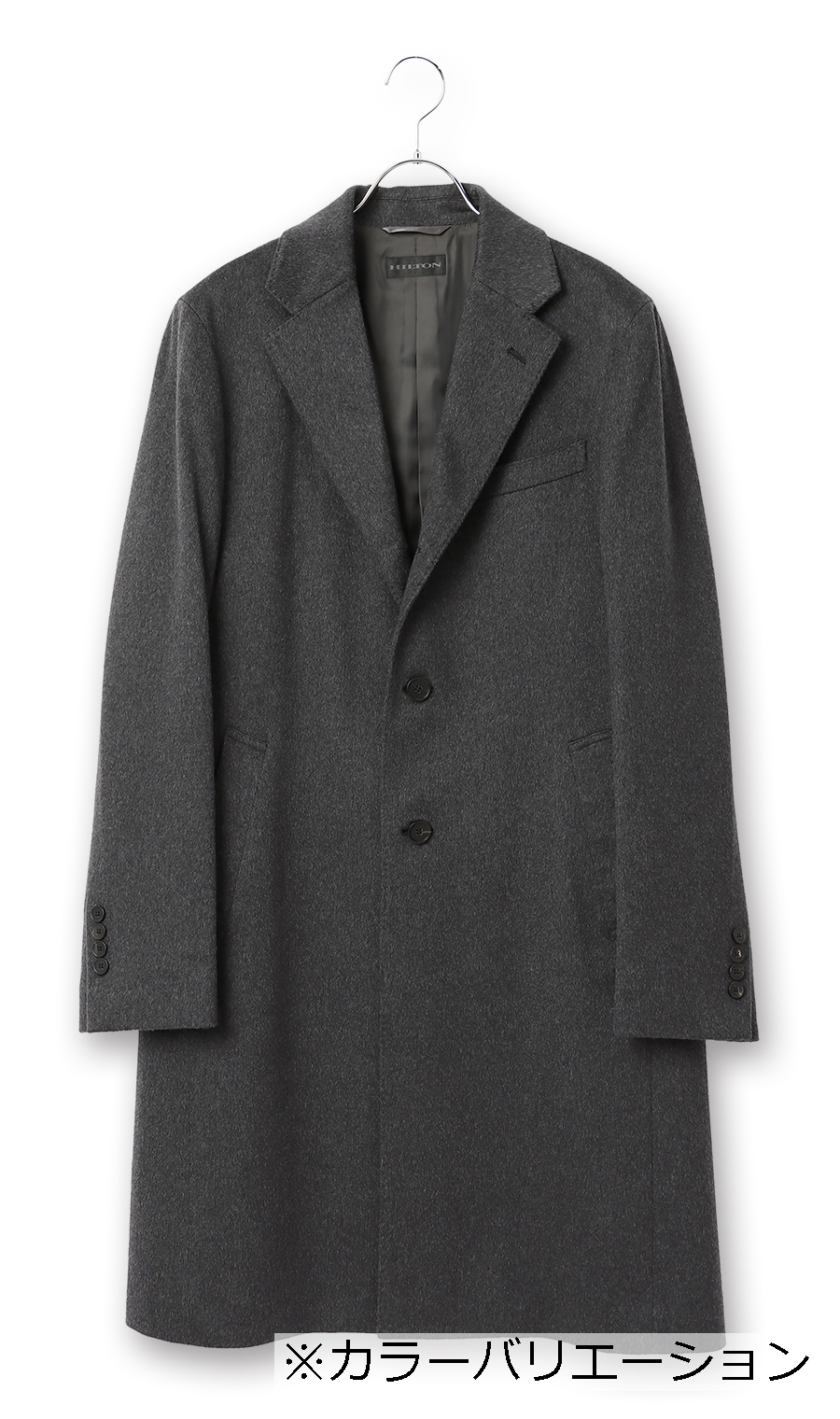 ロングシングルチェスターコート《カシミヤ》《LUIGI COLOMBO》 ネイビー S