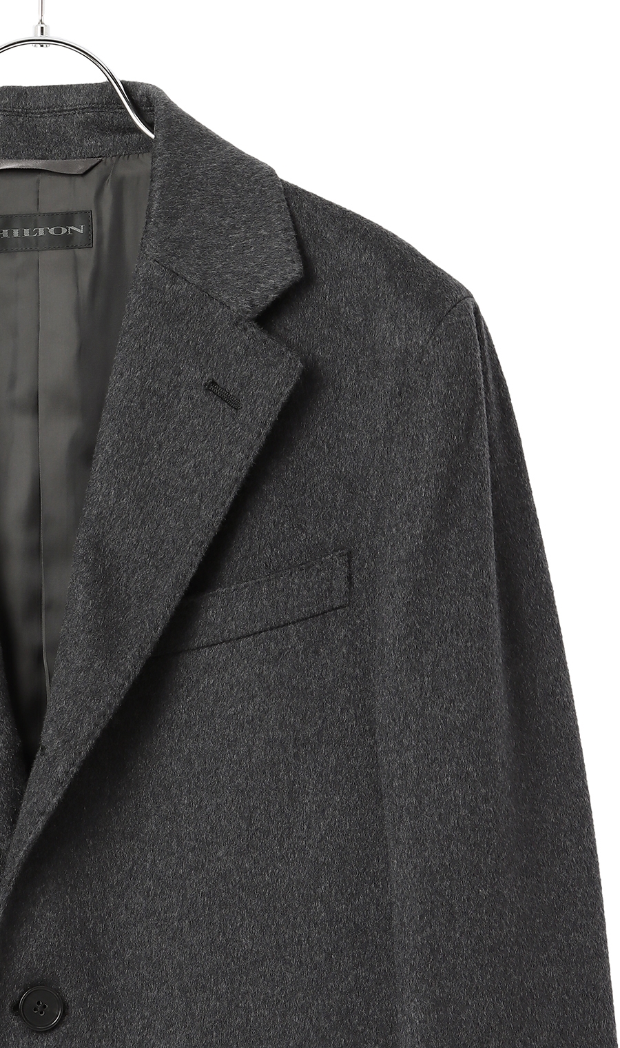ロングシングルチェスターコート《カシミヤ》《LUIGI COLOMBO》 チャコール S