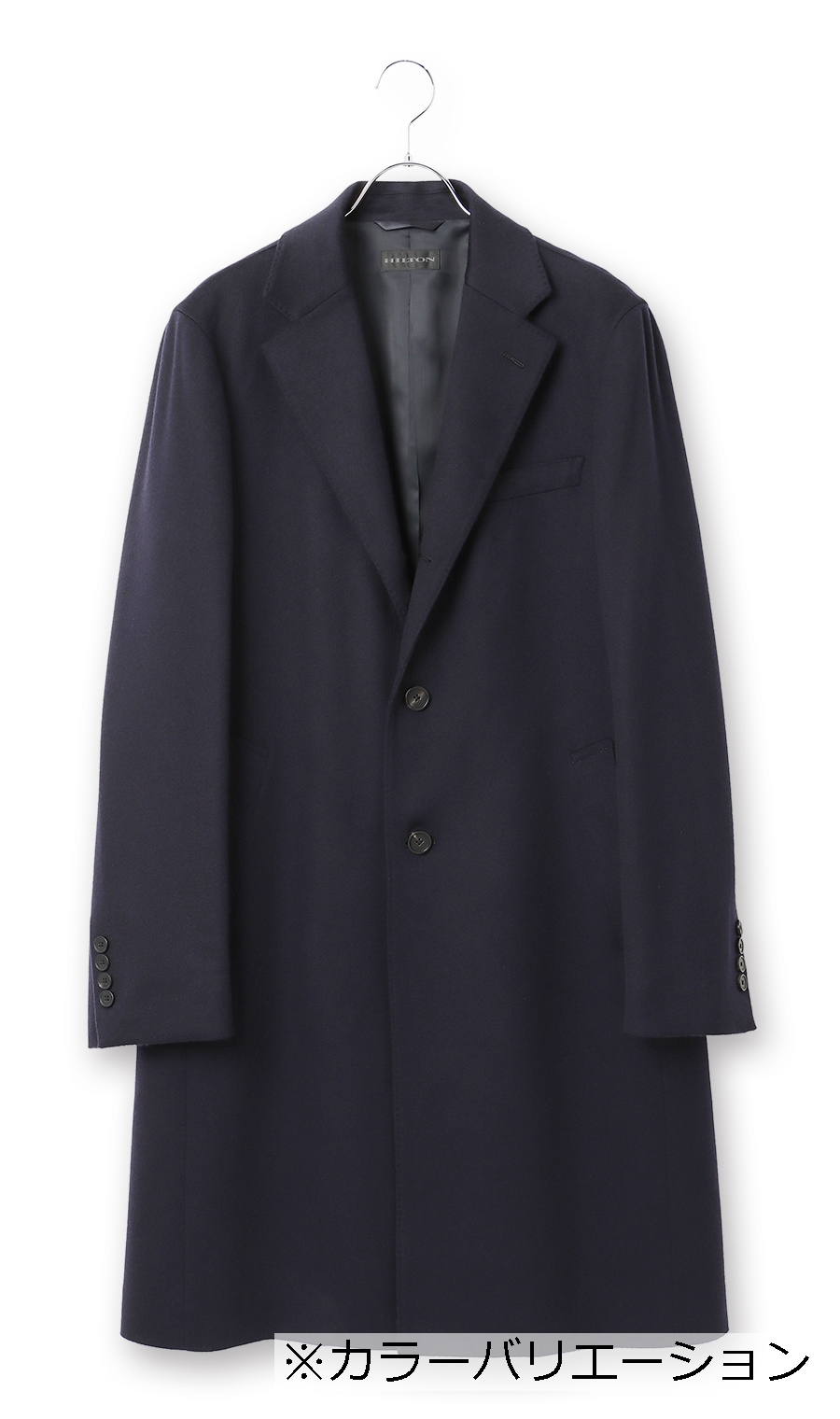 ロングシングルチェスターコート《カシミヤ》《LUIGI COLOMBO》 チャコール S