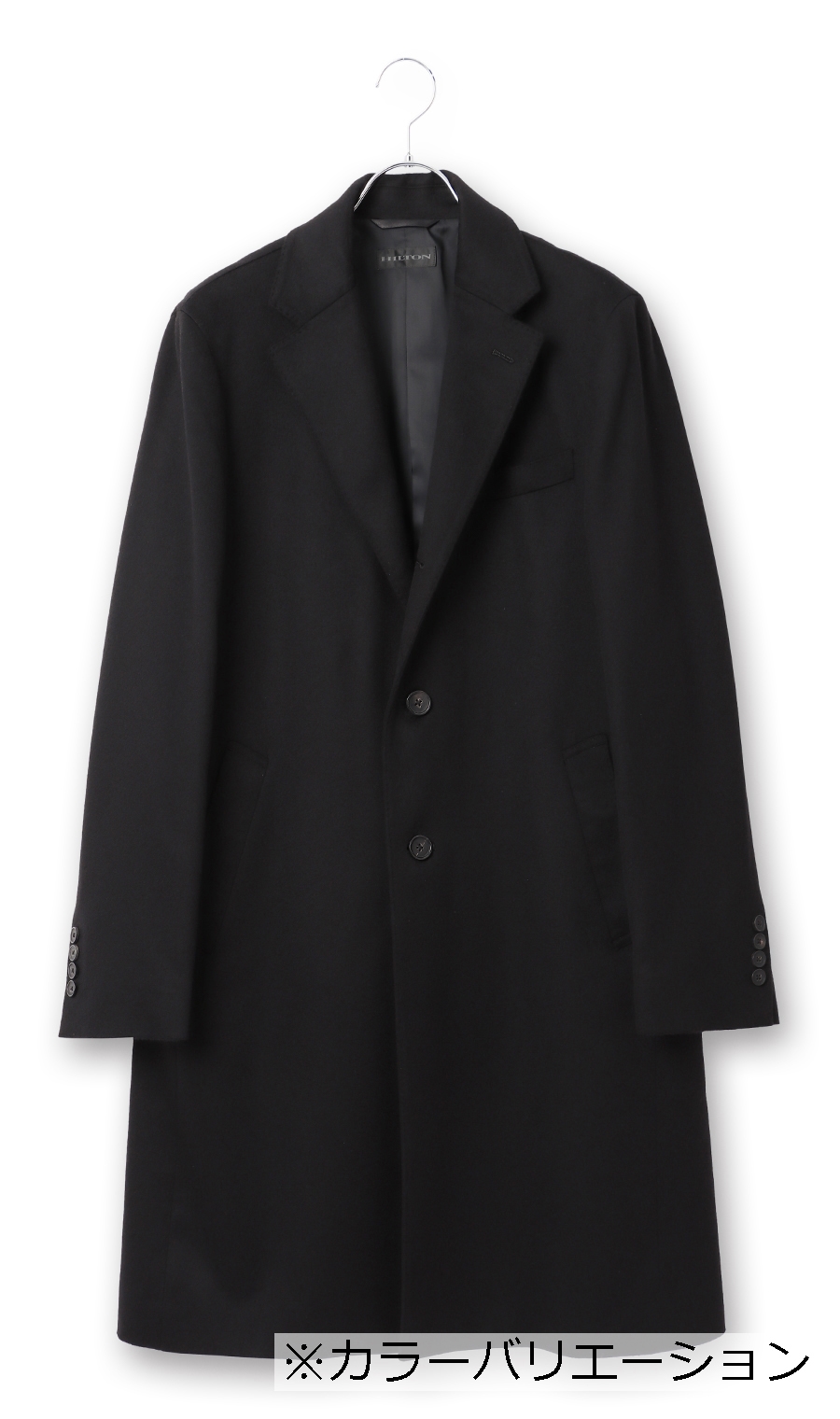 ロングシングルチェスターコート《カシミヤ》《LUIGI COLOMBO》 チャコール S