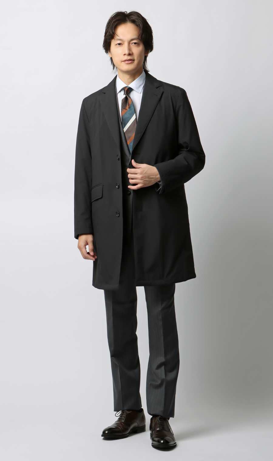 ダウンライナー付きチェスターコート【軽量】 ブラック S