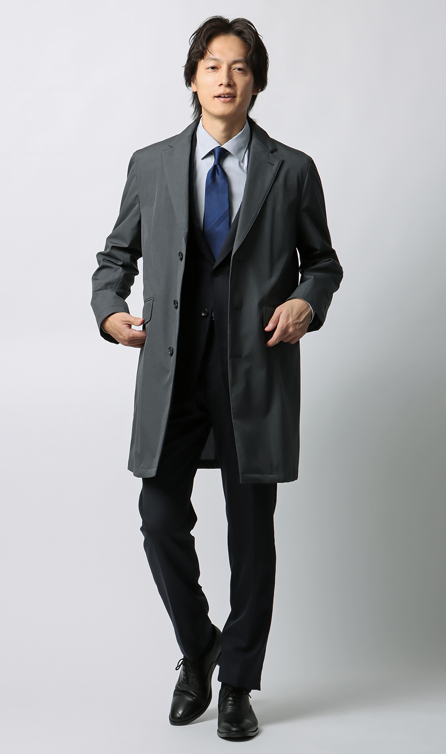 ダウンライナー付きチェスターコート【軽量】 グレー L