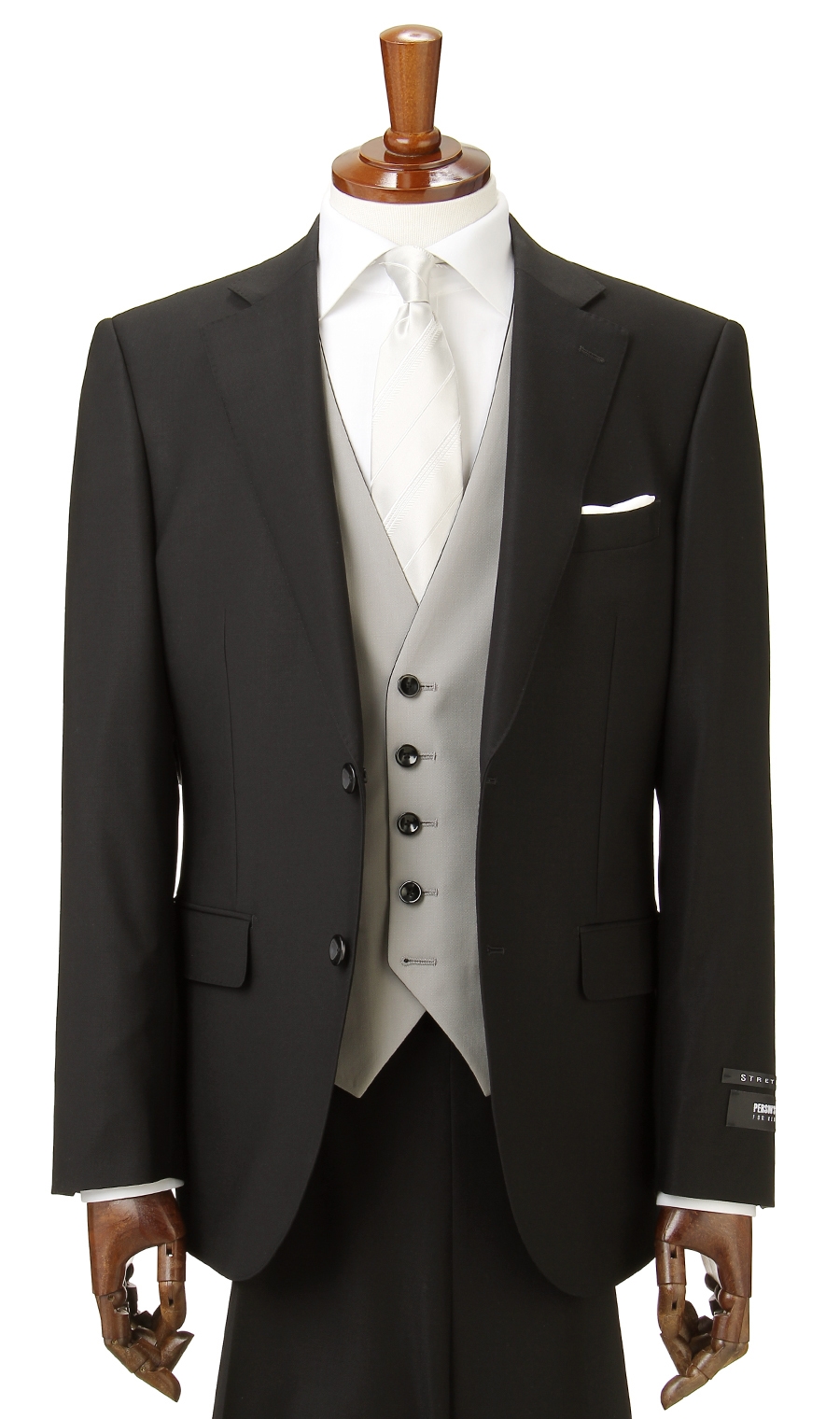 シングルスタイリッシュフォーマル【スリーピース】 ブラック 体型:AB体(がっちり型),号数（身長）:1号(150cm)