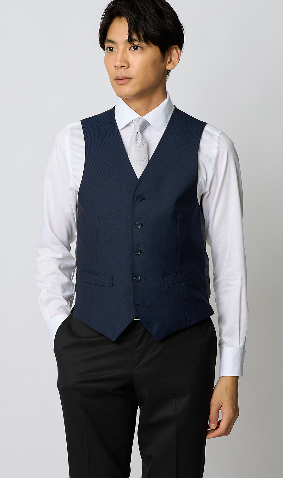スタイリッシュベスト【シングル】 ネイビー Wide 3L