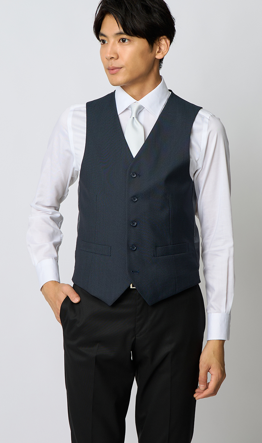 スタイリッシュベスト【シングル】 ネイビー Wide M
