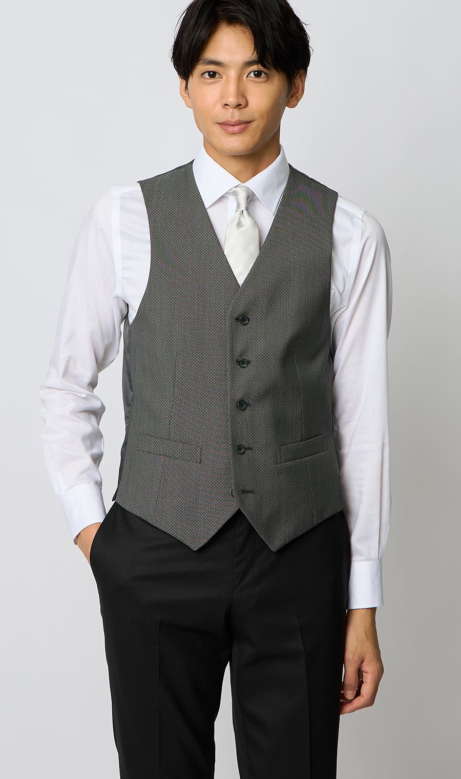 スタイリッシュベスト【シングル】 グレー Wide LL