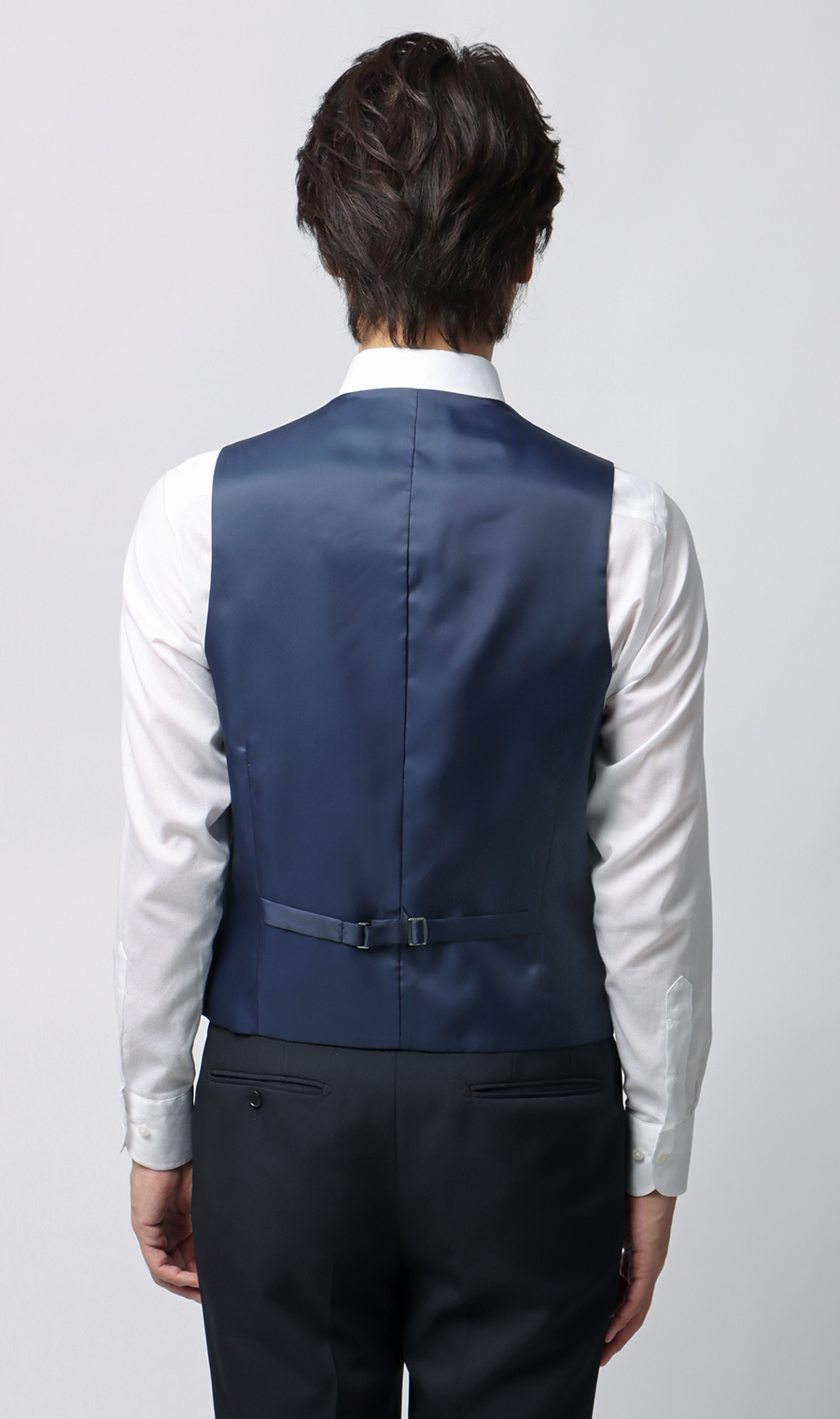 スタイリッシュ襟付きベスト【シングル】 ネイビー S