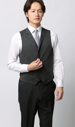 スタイリッシュ襟付きベスト【シングル】