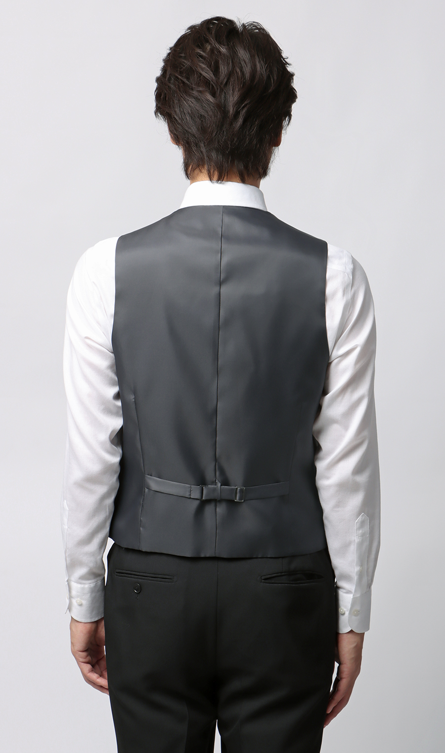 スタイリッシュ襟付きベスト【シングル】 チャコール S